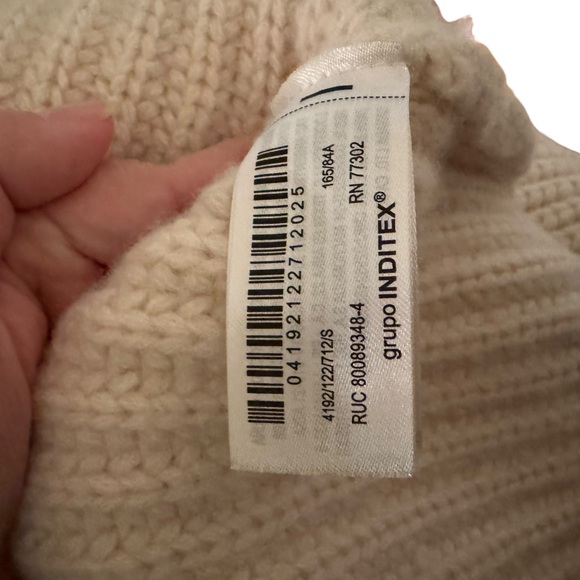 Zara Asymmetrical Soft Beige Ribbed Sweater Wool Blend - Picture 12 of 16